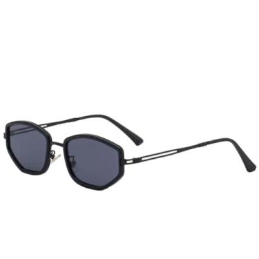 Imagem de JRLLFD Óculos de sol femininos retrô de armação pequena, óculos de sol punk de luxo para homens, para dirigir ao ar livre, UV400 (preto e cinza)