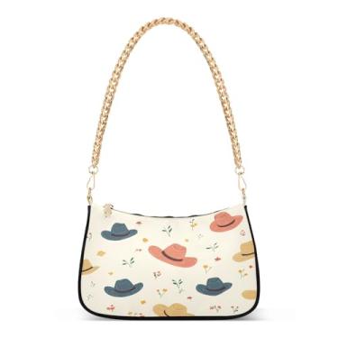 Imagem de CEBUGI Bolsas transversais femininas bolsa de ombro fofas chapéus de cowboy bolsas bolsa clutch elegante com alça de corrente