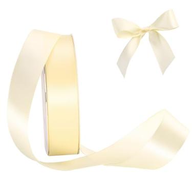 Imagem de HYSSINOWRAP Fita de cetim decorativa para embrulho de presente, 2,5 cm de largura, várias cores disponíveis (243 creme, 2,5 cm)