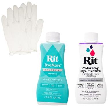Imagem de Conjunto de corante líquido sintético Rit com fixador ColorStay – Kit tudo em um com luvas para reduzir o sangramento de cor
