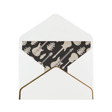 Imagem de SKKNT Cartões comemorativos com estampa de guitarra para todas as ocasiões, convites de festa de aniversário de casamento, 12,7 x 15,2 cm