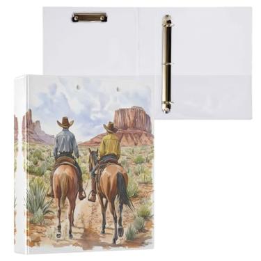 Imagem de STAYTOP Organizador de fichário redondo de caubói do deserto norte-americano, fichário de 3 anéis com prancheta (carta A4), fichário fofo para material de escritório escolar