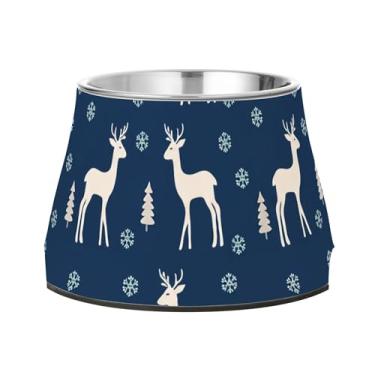 Imagem de Burbuja Tigela de aço inoxidável para comida e água para cães de cervo árvore de inverno, antiderrapante para cães médios e gatos, 590 ml