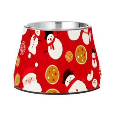 Imagem de Burbuja Tigela de aço inoxidável para cães Snowmen para comida e água, antiderrapante para cães médios e gatos, 590 ml
