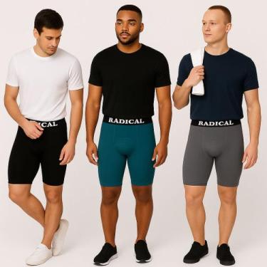 Imagem de Kit 3 Bermuda Térmica Masculina Anti Assadura Plus Size Esportiva - - 