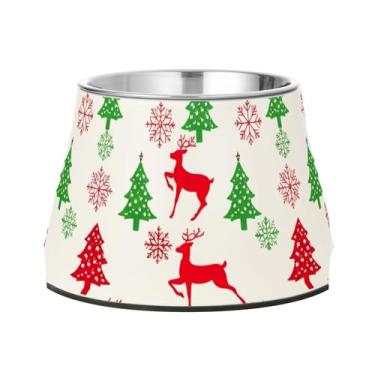 Imagem de Burbuja Tigela de aço inoxidável para comida e água para cães de cervo árvore de inverno, antiderrapante para cães médios e gatos, 590 ml