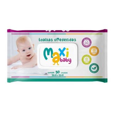 Imagem de Toalha Lenço Umedecido Hipoalergênico Bebê 50un Maxi Baby