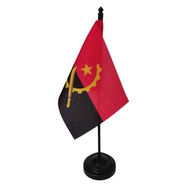 Imagem de Bandeira de Mesa Angola, 26cm Altura Total, 18x11cm Tecido Oxford, Face Única, Base Plástica, Decorativa, Multicolorida, para Escritório, Eventos e Cerimônias