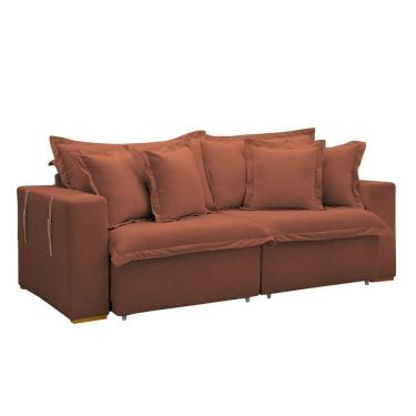 Imagem de Sofá Cama Retrátil E Reclinável Arizona Boucle Terracota 2,20m