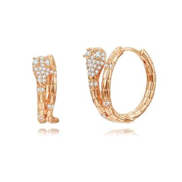 Imagem de WSKFLY Brincos de argola de zircônia cúbica banhados a ouro 14K, três fileiras de diamantes, flechas | fileira dupla de diamantes brincos para mulheres, general, Zircônia cúbica, Zircônia cúbica