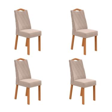 Imagem de Conjunto com 4 Cadeiras Vênus Linho Bege e Amêndoa