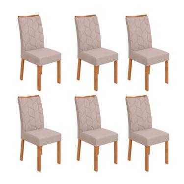 Imagem de Conjunto com 6 Cadeiras Rayla Bouclé Bege e Amêndoa