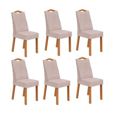 Imagem de Conjunto com 6 Cadeiras Vênus Bouclé Bege e Amêndoa