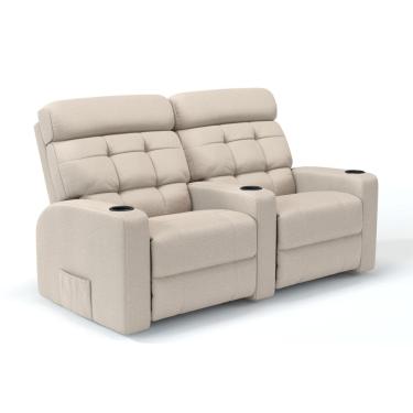 Imagem de Sofá 2 Lugares Reclinável Manual Linha Cinema Em Tecido Linho