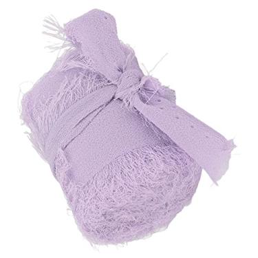 Imagem de CUOFYUNL Fita de chiffon 5M DIY interessante estilo rústico textura de poliéster tingida à mão fita decorativa vintage para embalagem de presente (Roxo HM2231604)