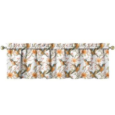 Imagem de Tapesb Beija-flor saia de cozinha engraçada pequena cortina de janela sobre pia decoração essencial adequado para cozinha, quarto, lavanderia, 45,7 x 137,2 cm