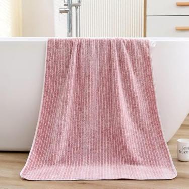 Imagem de Toalha de banho listrada extra grande 70 x 139 cm toalhas de casal macias e aconchegantes para chuveiro, spa, praia e uso diário em casa
