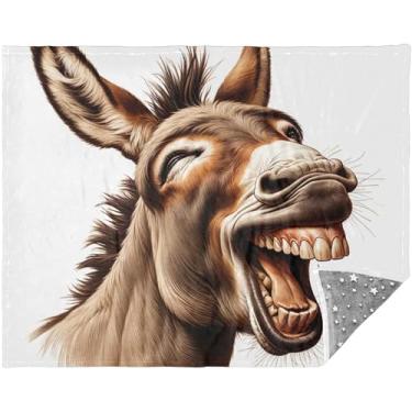Imagem de TSENQUE Engraçado Burro Sorrindo Cobertores Grandes Personalizados para Sofá Essenciais Cobertor Mais Macio do Mundo 177.8 cm x 139.7 cm Flor Grande Confortável Sofá