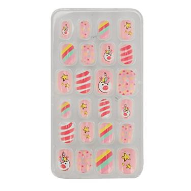 Imagem de Cryfokt Unhas Falsas Artificiais de Cobertura Completa Com Estampa de Desenho Animado Infantil para Faça você Mesmo Em Casa, 24 Peças de Unhas Falsas Curtas para Meninas, Cola Em (03)