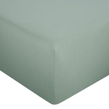 Imagem de Abstract Lençol de cama com elástico 100% algodão confortável para solteiro estreito/campismo/berço de acampamento - Tecido respirável - Bolsos profundos de até 30 cm (Sage Gree, 111,8 cm x 190,5 cm)