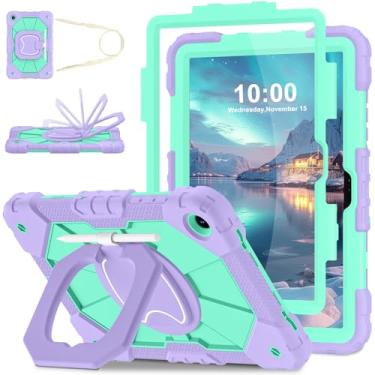 Imagem de WESOROL Capa para Samsung Galaxy Tab A11 Plus Galaxy Tab A9 Plus de 11 polegadas, capa à prova de choque para tablet Samsung A11+/A9+, capa com protetor de tela, suporte giratório 360 para lápis, roxo