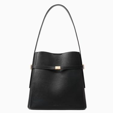 Imagem de BOSTANTEN Bolsas grandes femininas de couro vegano bolsa de ombro Hobo Designer, Preto