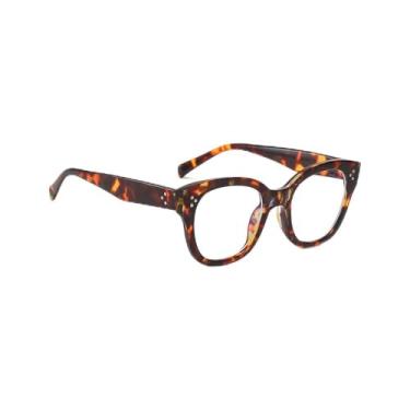 Imagem de Óculos de armação quadrada para mulheres e homens, lentes transparentes, leves, Carapaça de tartaruga marrom