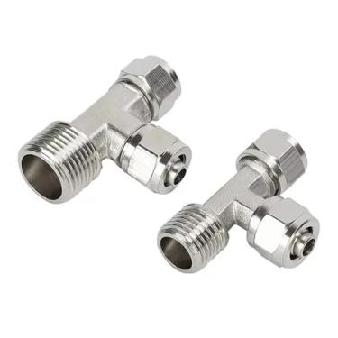 Imagem de 1 peça KPD Junta pneumática de aperto rápido PU tubo de mangueira 4 6 8 mm 10 mm 12 mm T rosca externa BSP1/8 1/4 3/8 1/2 revestimento de níquel de cobre (KPD4-02)