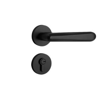 Imagem de VTGVVVTR Fechadura de porta preta, fechadura, silenciosa, para casa, antifurto, quarto, interior, de madeira, maçaneta dividida, fechadura magnética (estilo 7255 corpo de fechadura magnética)