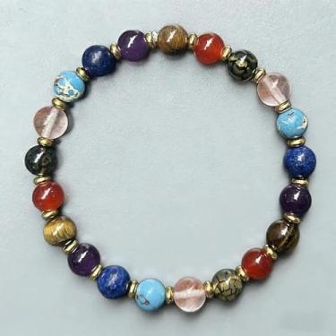 Imagem de Pulseiras elásticas com contas para mulheres e homens, pulseira de escudo empata com várias pedras preciosas feitas à mão com contas de cristal natural joias, One Size, Pedra, Sem Pedra Preciosa