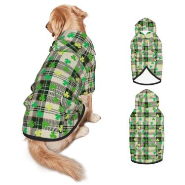 Imagem de Fantasia de cachorro do Dia de São Patrício com capuz para cães grandes - Roupa macia para fantasias de animais de estimação com orifício e bolso, roupas engraçadas para cães de raça média a grande