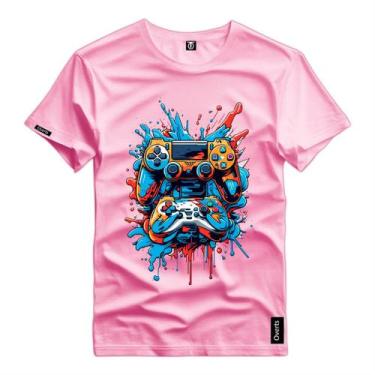 Imagem de Camisa Personalizada Algodão Controle Game Colorido Splash Top Camiset