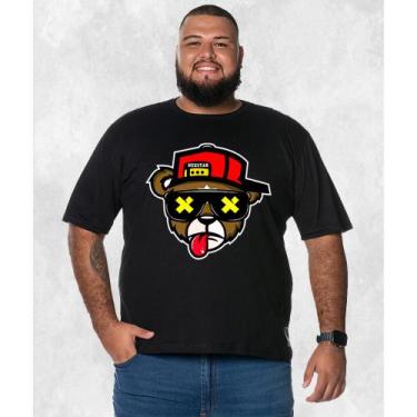 Imagem de Camiseta Plus Size Premium Estampada Algodão Boné Bolado 3.0, Preto, G