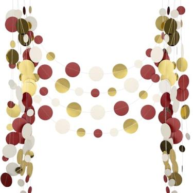 Imagem de Milifox Guirlandas de festa de 1,5 m, pontos circulares de guirlanda de papel, decorações de faixa circular pendurada para aniversário, festa, casamento, chá de bebê, formaturas, Natal, decoração de