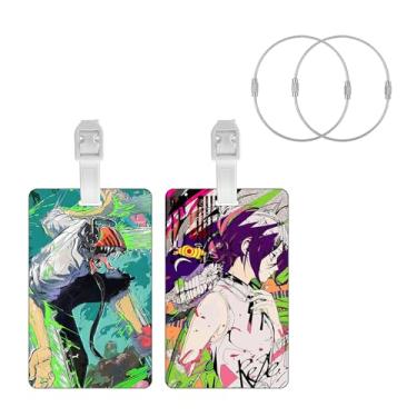 Imagem de TJIUSI Etiquetas de bagagem de anime para malas Denji engraçadas bagagem de viagem 2 peças de silicone legal etiquetas de acessórios de viagem correia de cinto e 2 peças de laço de corda de aço
