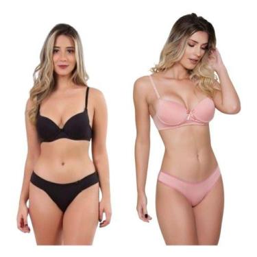 Imagem de Kit 6 Conjuntos Básico Calça Soutien Microfibra Lingerie Top - Mi Amor