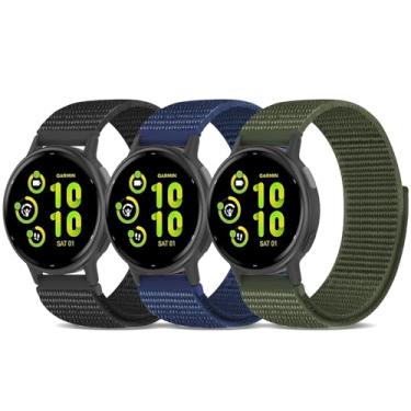 Imagem de Pulseira de nylon compatível com Garmin Vivoactive 5 Vivoactive 6, pulseira de substituição Farbic Sport ajustável de 20 mm para Forerunner 570-42 mm/55/165/Venu/Venu Sq/Vivoactive 3
