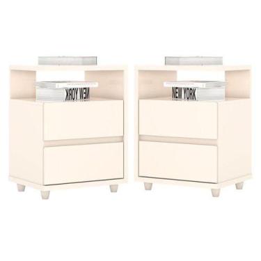 Imagem de Kit 2 Mesas De Cabeceira Campeche Off White - Henn - MÓVEIS HENN