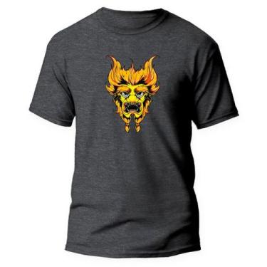 Imagem de Camiseta Basica Algodão Premium Estampada Dragão Japa - Pavesi, Grafit