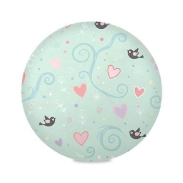Imagem de Wassud Jogo americano tapetes redondos com corações sonhadores pássaros para cozinha e jantar, tapetes laváveis e resistentes ao calor, decoração de mesa 39 cm