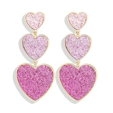 Imagem de Brincos de coração rosa, 2 peças, brincos pendentes de coração grande de acrílico, brincos de coração de amor para mulheres, presentes para meninas adolescentes, Zinco, Liga metálica.