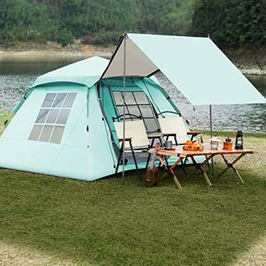 Imagem de AkosOL Barraca de acampamento, barraca pop-up para 4 a 6 pessoas, barraca de acampamento familiar com 2 janelas de malha grande do chão ao teto e 1 janela de malha de cúpula, impermeável esperançosa