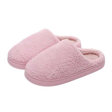 Imagem de Chinelos modernos casuais masculinos e femininos para casais cor sólida interior quente inverno casa chinelos, rosa, 37