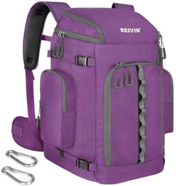 Imagem de RESVIN Bolsa para botas de esqui, mochila de viagem durável de 65 L, nylon 1680D, impermeável, para snowboard, bagagem de viagem para capacete, óculos, luvas, agasalhos e acessórios