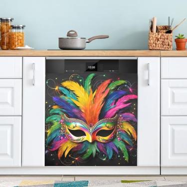 Imagem de ATTX Capa magnética para lava-louças Mardi Gras | Adesivo decorativo de eletrodomésticos de 58 x 66 cm para armários domésticos e eletrodomésticos (51)