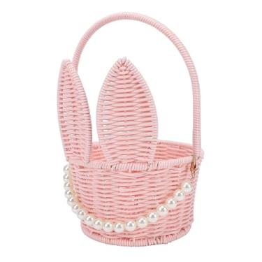 Imagem de Zerodis Cesta de Páscoa Cestas de Piquenique Com Alça Pingente de Pérola Cesta de Piquenique de Coelho Fofo para Caça Aos Ovos de Páscoa Presentes de Festa Armazenamento de Brinquedos para