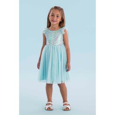 Imagem de Vestido Curto Infantil Festa em Tule Azul Mon Sucré-Feminino