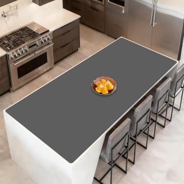 Imagem de Tapete de silicone extra grande de 213 cm x 61 cm para balcão de cozinha, protetor de bancada resistente ao calor, antiderrapante, impermeável, tapete de ilha de cozinha, fácil de limpar, cinza escuro