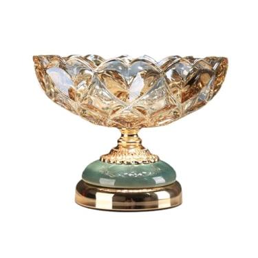 Imagem de Bandejas de frutas, bandejas de servir, tigelas de frutas de vidro de cristal para mesa de centro de mesa, tigelas de lanche, festas, doces, sobremesas, travessas, decoração de mesa de café, suporte