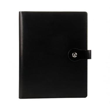 Imagem de Portfólio de Couro Empresarial A4 com Calculadora Grampo Slot para Cartões Gerenciador Documentos Bloco Escritório Maleta Pasta PU Homens Mulheres e Estudantes Empresários